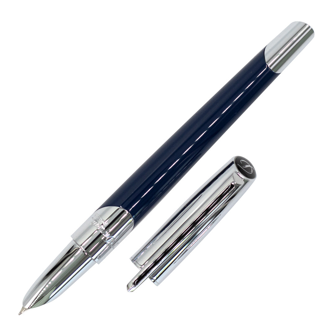 S.T. Dupont Defi Millennium Fountain Pen Silver/Blue Navy by S.T. Dupont at Cult Pens