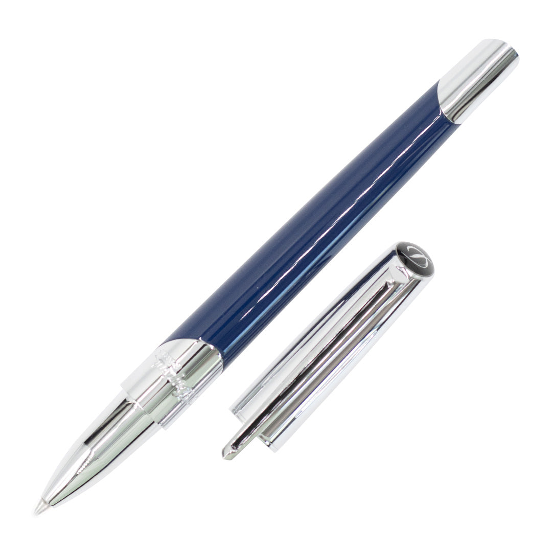 S.T. Dupont Defi Millennium Rollerball Pen Silver/Blue Navy by S.T. Dupont at Cult Pens