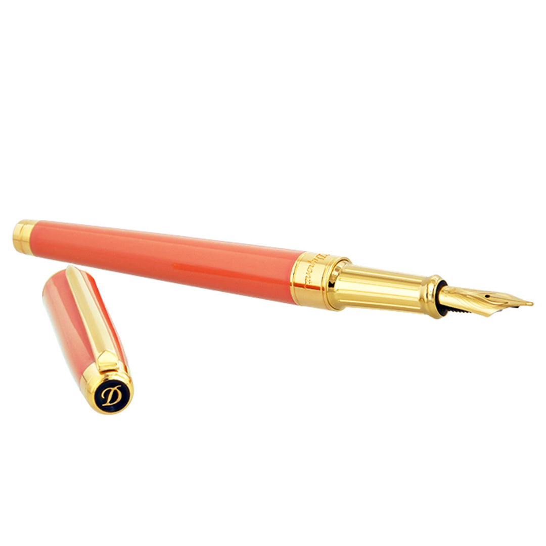 S.T. Dupont Line D Eternity Fountain Pen Coral and Gold