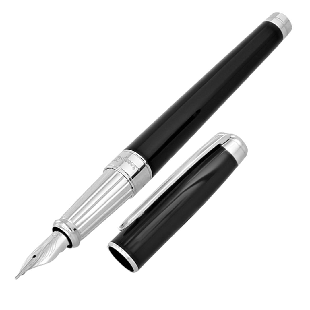 S.T. Dupont Line D Eternity Fountain Pen Black Silver