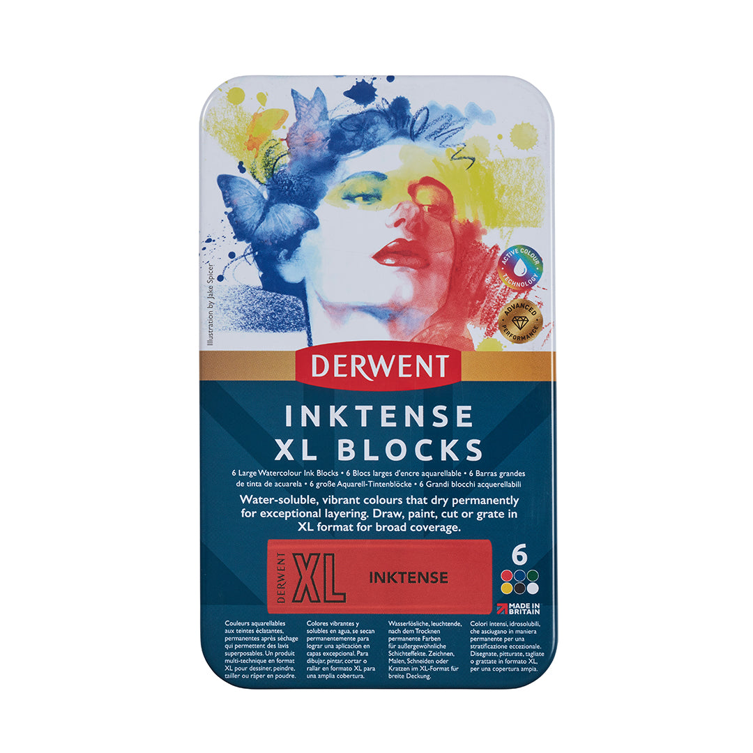 Derwent Inktense XL Colour Block Tin of 6 by Derwent at Cult Pens