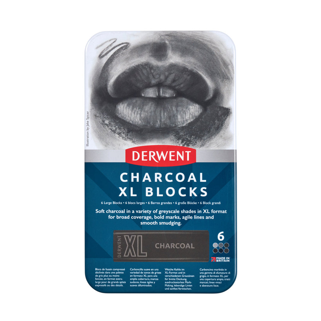 Derwent Charcoal XL Block Tin of 6