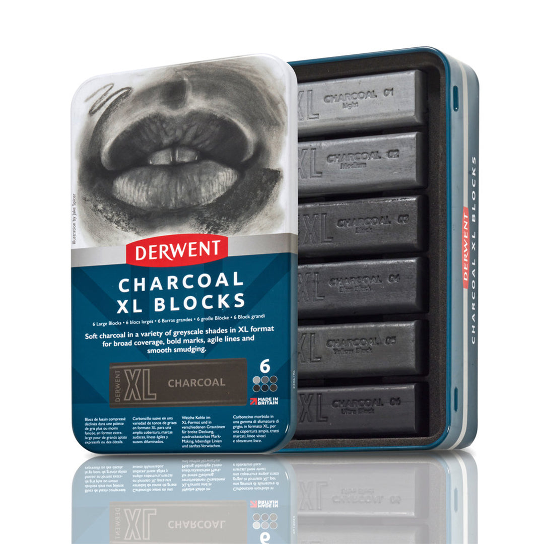 Derwent Charcoal XL Block Tin of 6