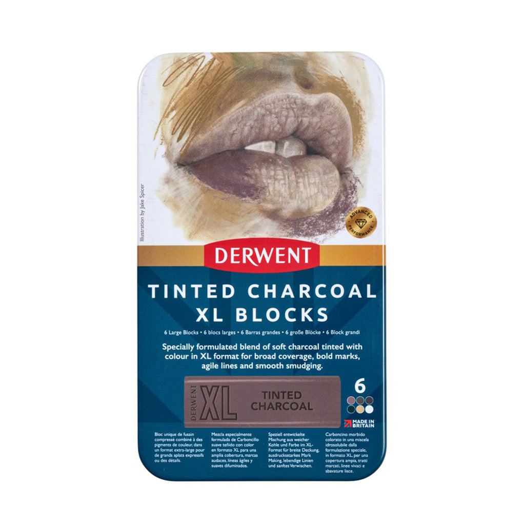 Derwent Tinted Charcoal XL Blocks Set of 6 by Derwent at Cult Pens