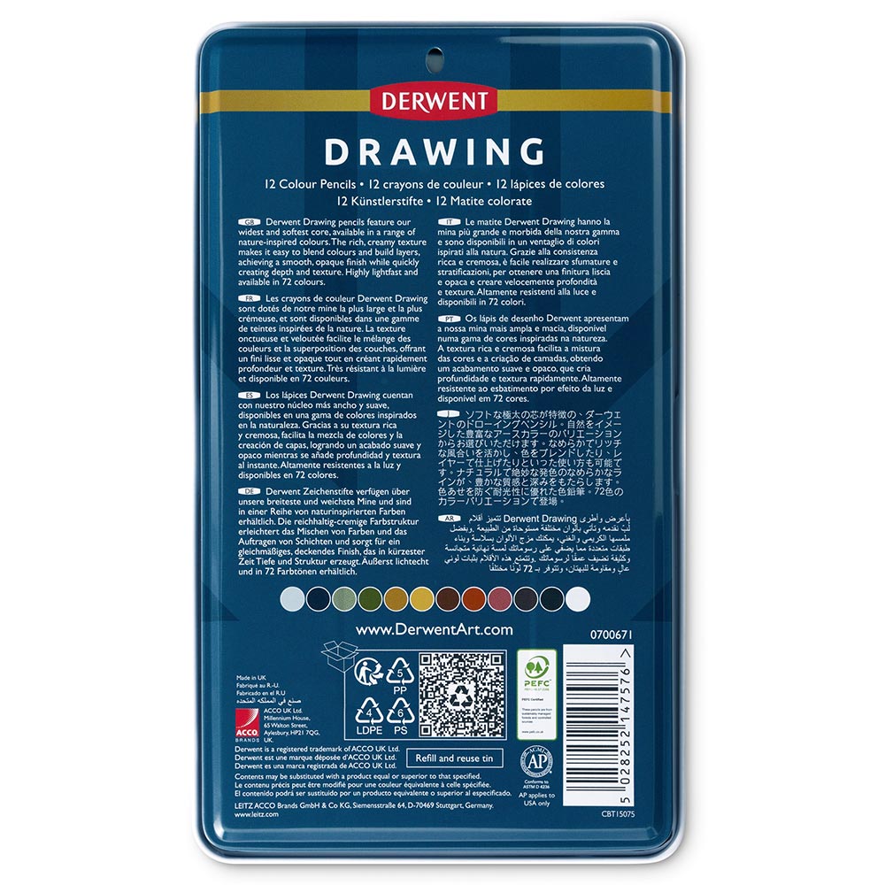 Derwent Drawing Pencil Tin of 12