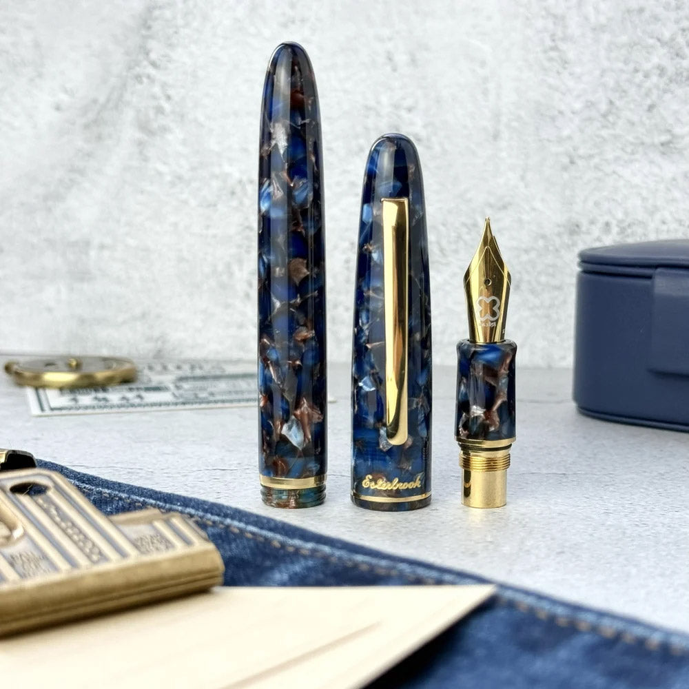 Esterbrook Estie Fountain Pen Nouveau Bleu with Gold Trim Custom Scribe Nib