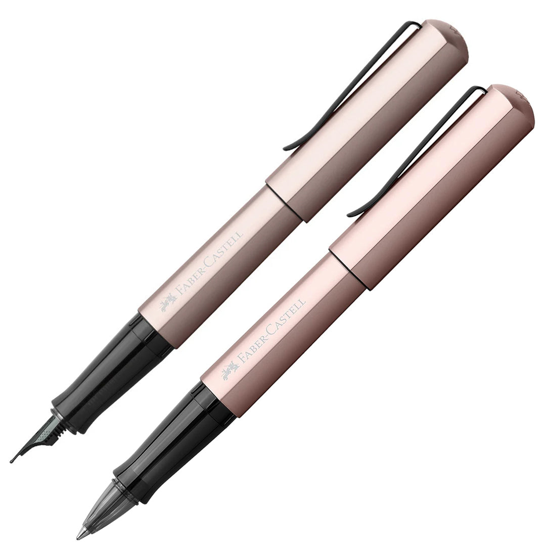 Faber-Castell Hexo Rose Gold Fountain Pen & Rollerball Pen Set