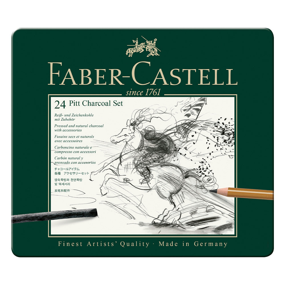 Faber-Castell Pitt Monochrome Charcoal Set Metal Tin by Faber-Castell at Cult Pens