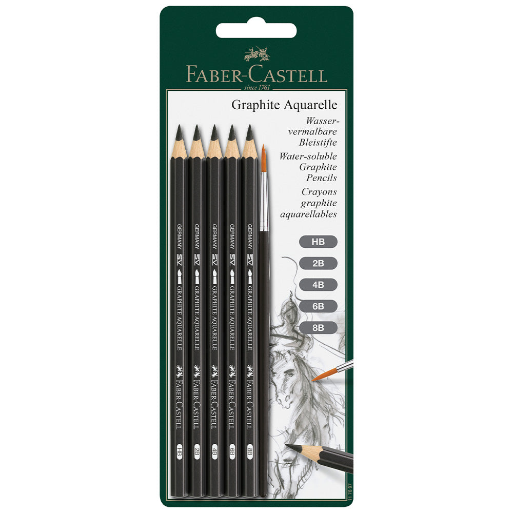Faber-Castell Graphite Aquarelle Pencil Set HB 2B 4B 6B 8B by Faber-Castell at Cult Pens