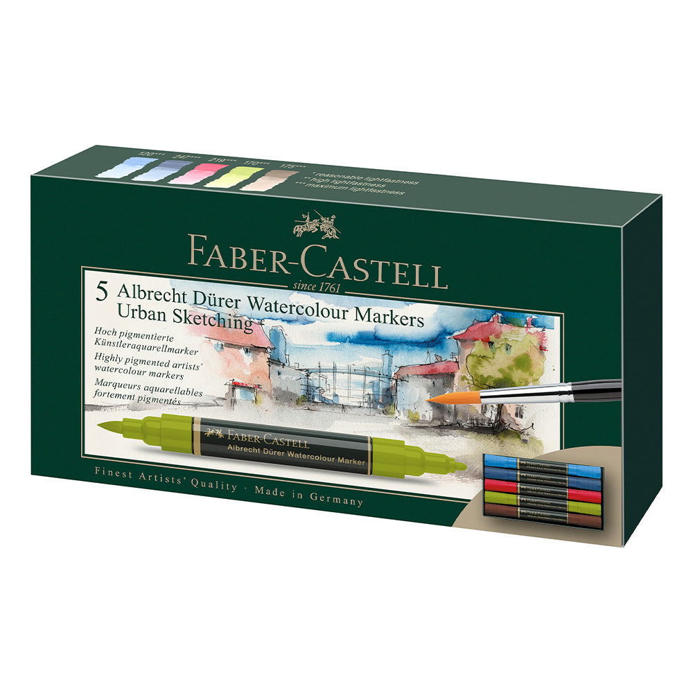 Faber-Castell Albrecht Dürer Watercolour Markers Wallet of 5 Urban Sketch by Faber-Castell at Cult Pens