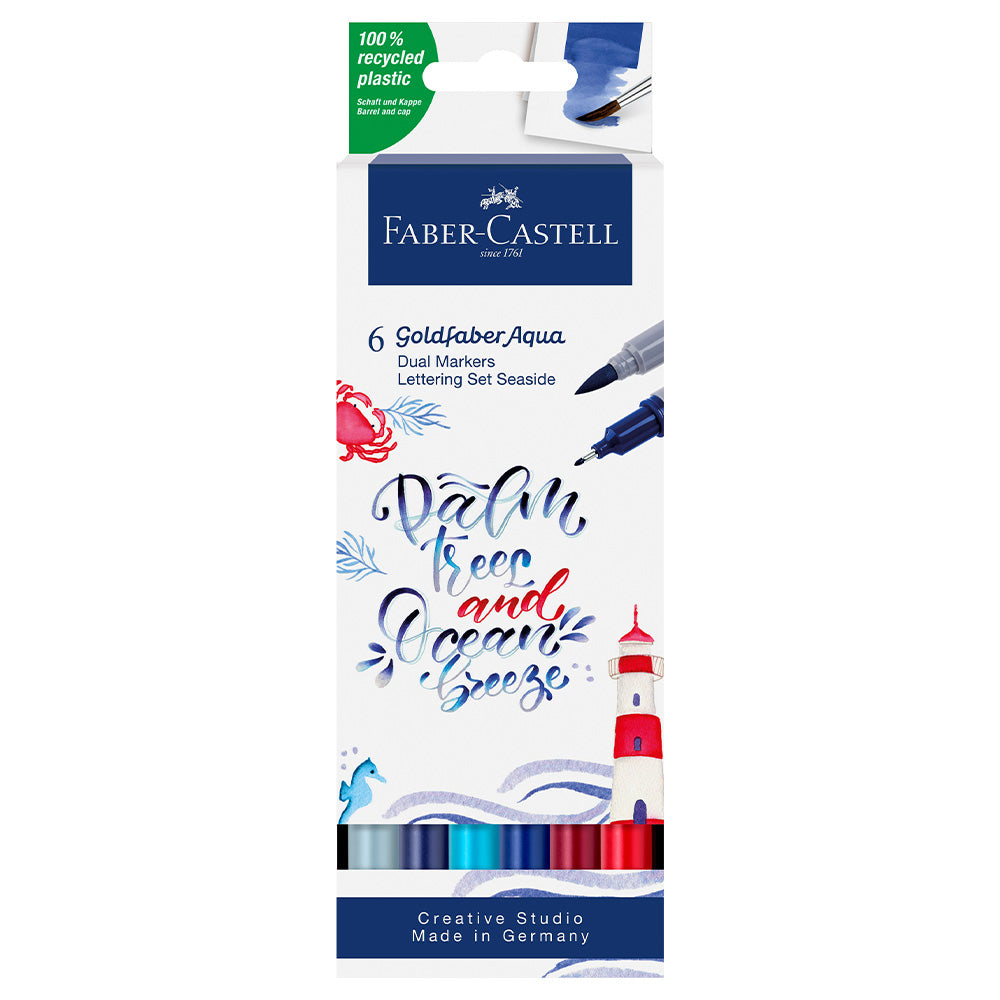 Faber-Castell Goldfaber Aqua Dual Marker Lettering Set of 6 Seaside by Faber-Castell at Cult Pens