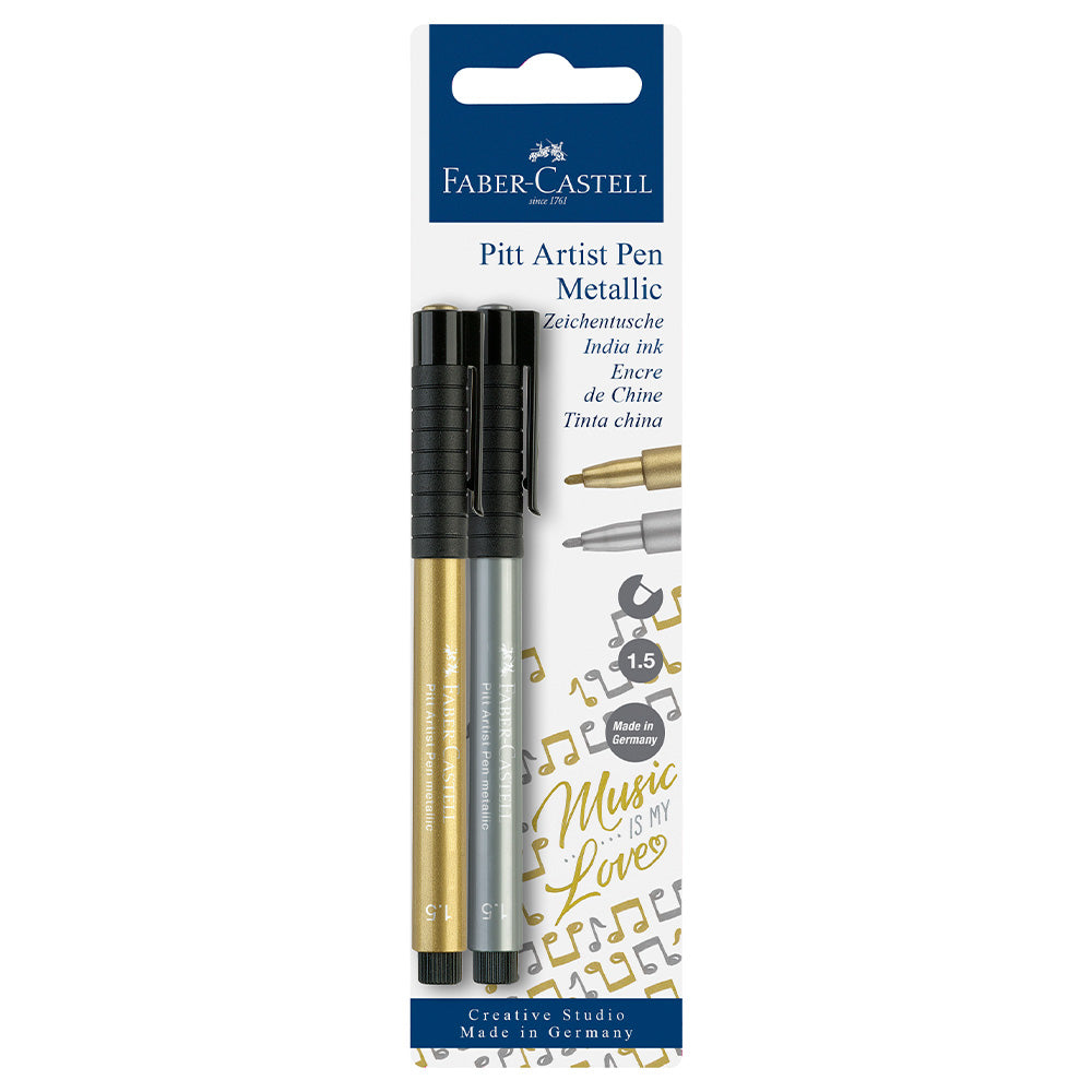 Faber-Castell Pitt Artist Pen Metallic Gold And Silver by Faber-Castell at Cult Pens