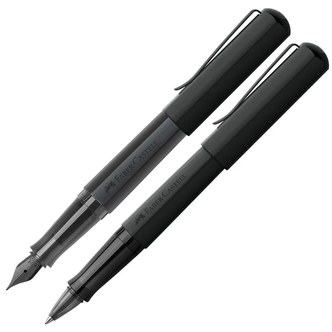 Faber-Castell Hexo Black Fountain Pen and Rollerball Pen Set Fine