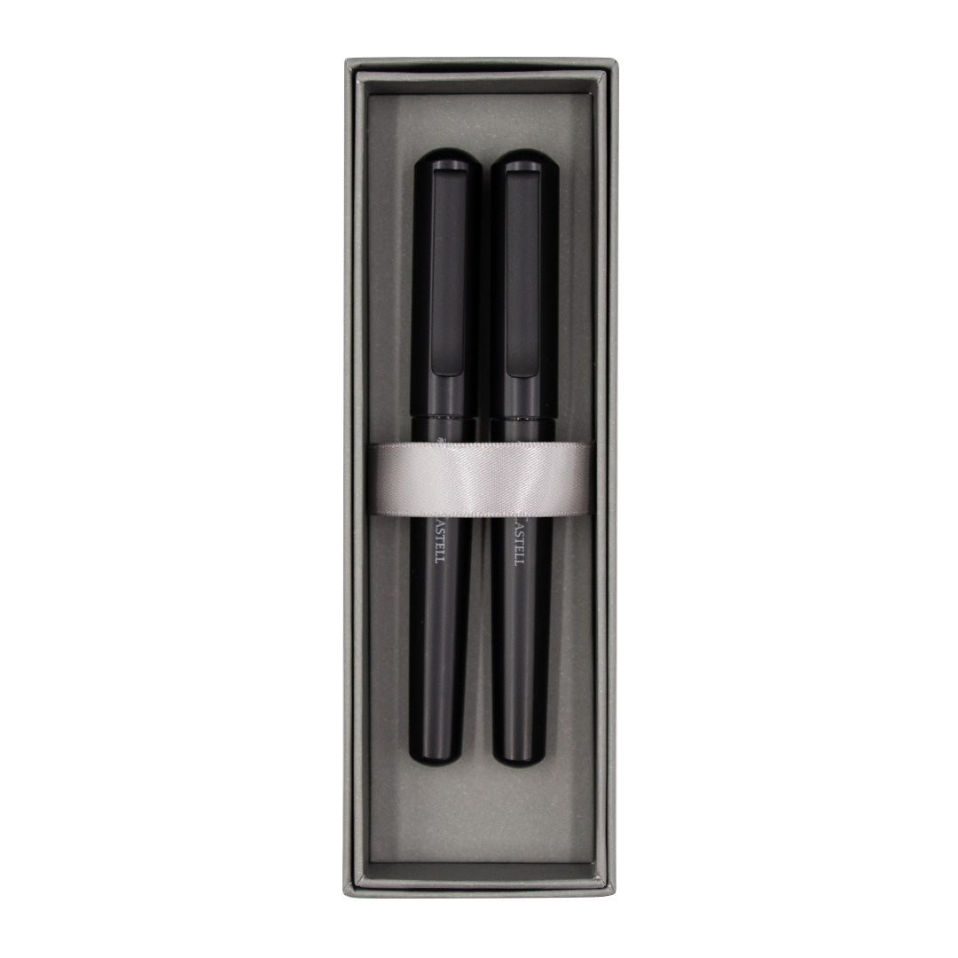 Faber-Castell Hexo Black Fountain Pen and Rollerball Pen Set Medium