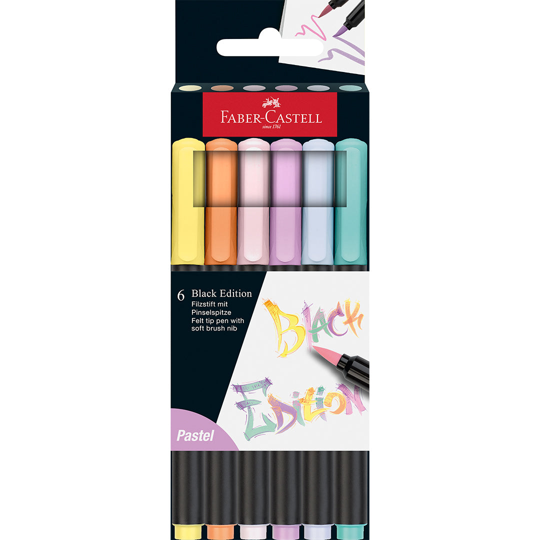 Faber-Castell Brush Pens Black Edition Set of 6 Pastel