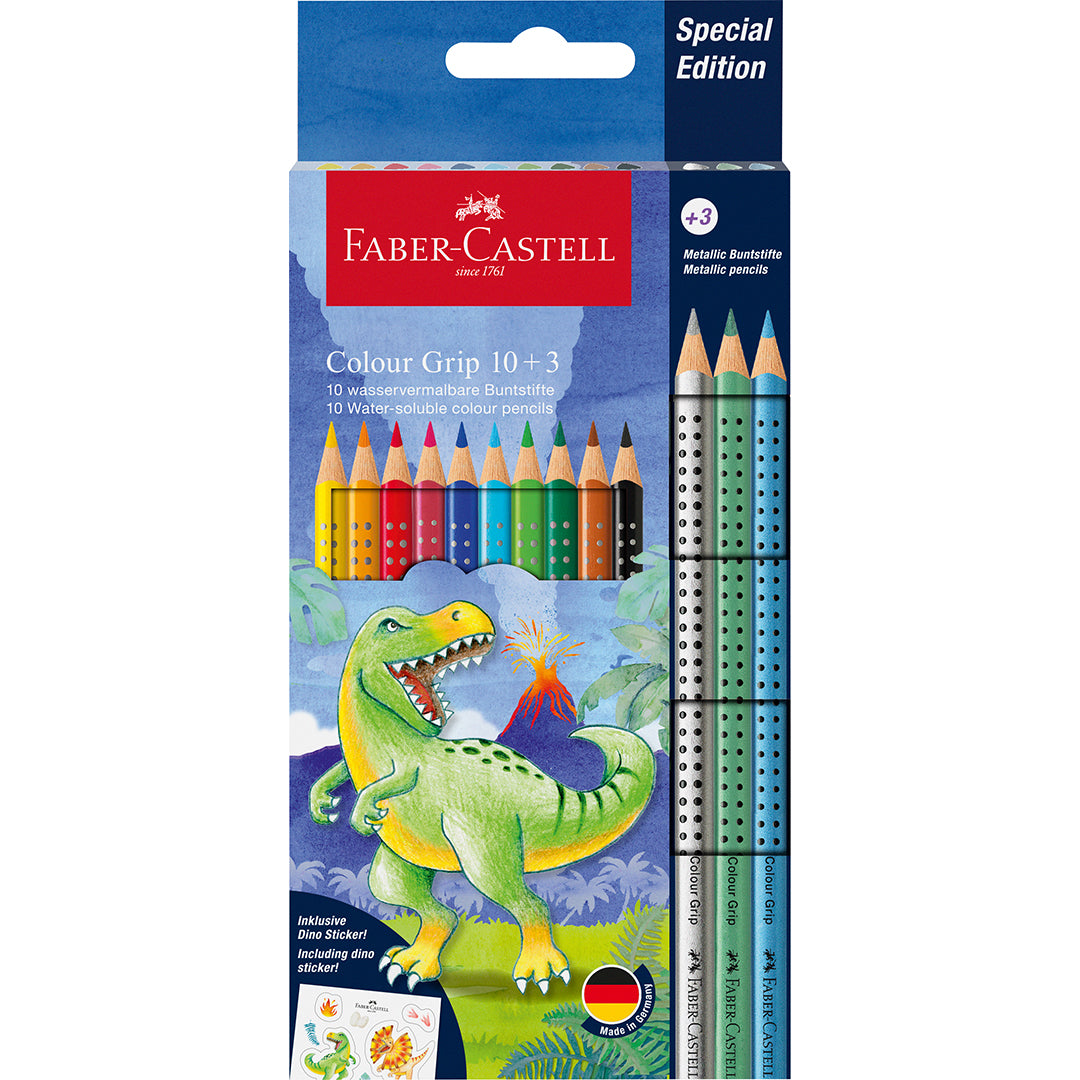 Faber-Castell Colouring Pencils Colour Grip Special Edition Dinosaur Set 10+3