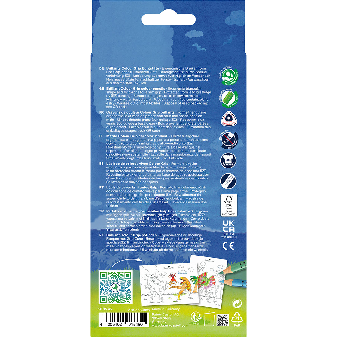 Faber-Castell Colouring Pencils Colour Grip Special Edition Dinosaur Set 10+3