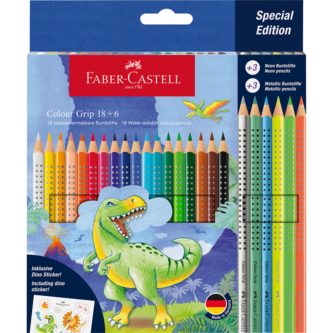 Faber-Castell Colouring Pencils Colour Grip Special Edition Dinosaur Set 18+6