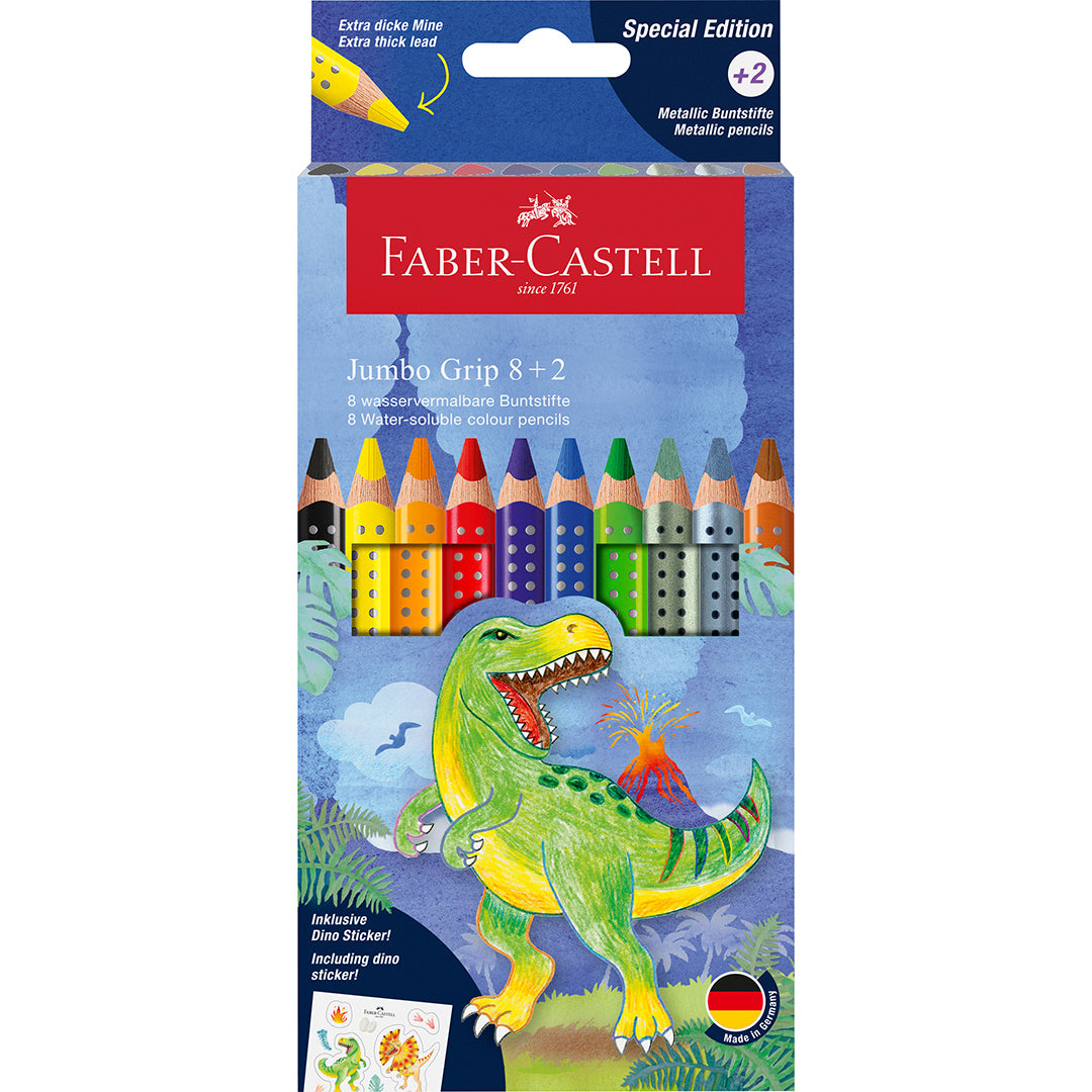 Faber-Castell Colouring Pencils Colour Grip Special Edition Dinosaur Set 8+2