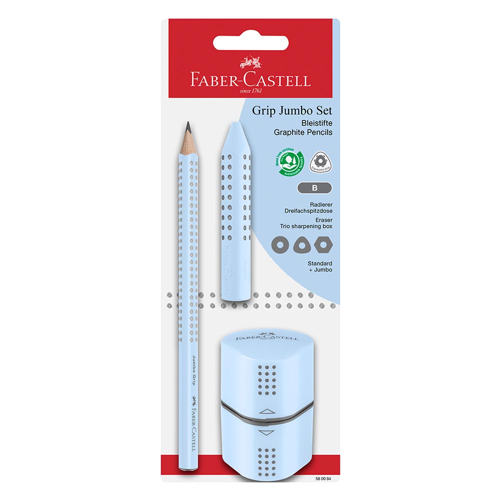 Faber-Castell Jumbo Grip Pencil Set Sky Blue