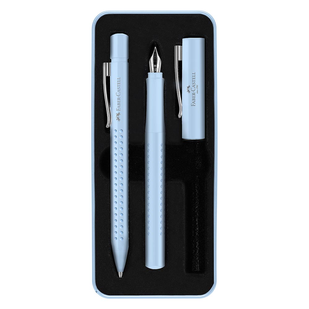 Faber-Castell Grip 2010 Fountain Pen & Ballpoint Pen Set Sky Blue