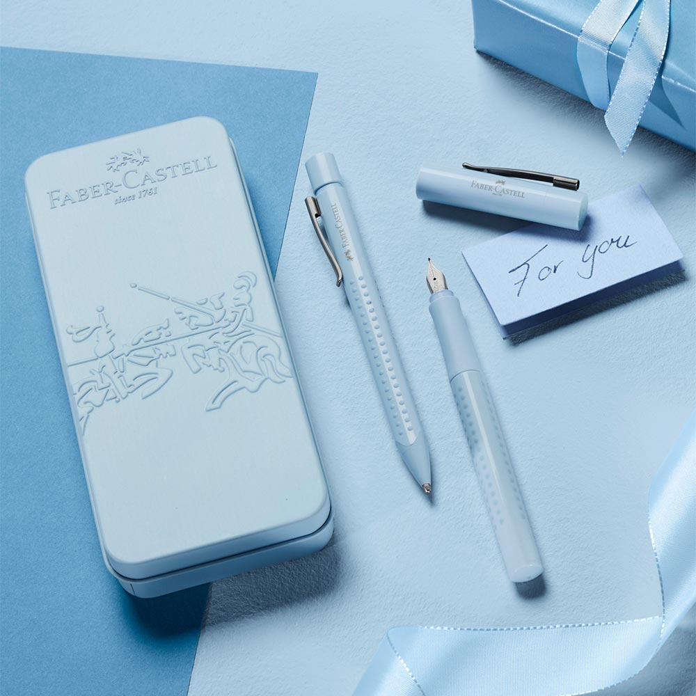 Faber-Castell Grip 2010 Fountain Pen & Ballpoint Pen Set Sky Blue