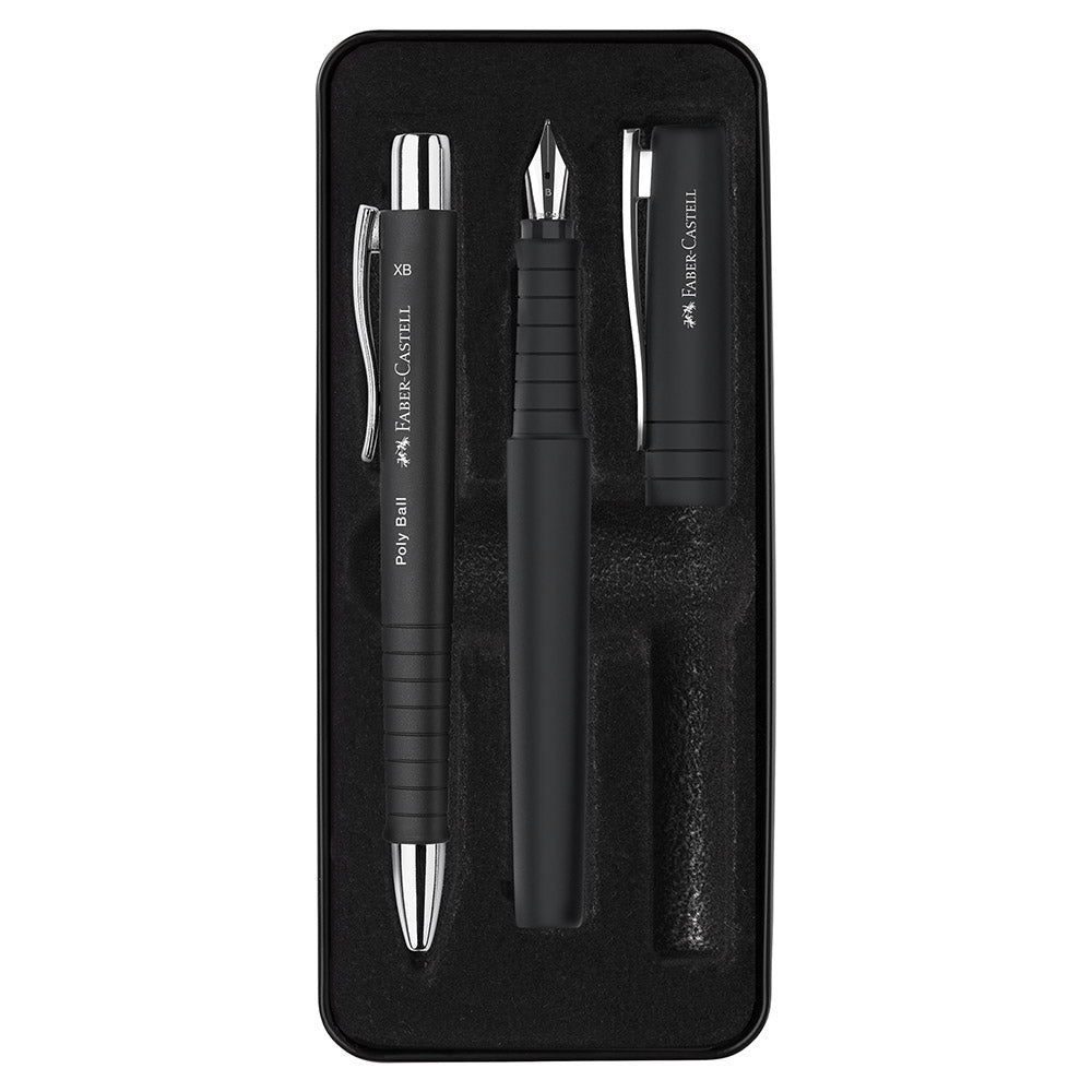 Faber-Castell Poly Fountain Pen and Ballpoint Set Black
