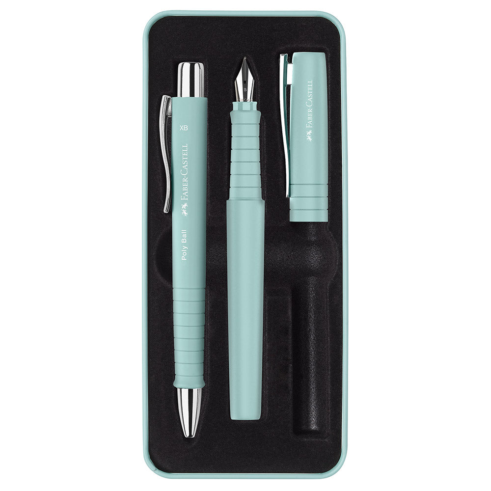 Faber-Castell Poly Fountain Pen and Ballpoint Set Caribic Blue