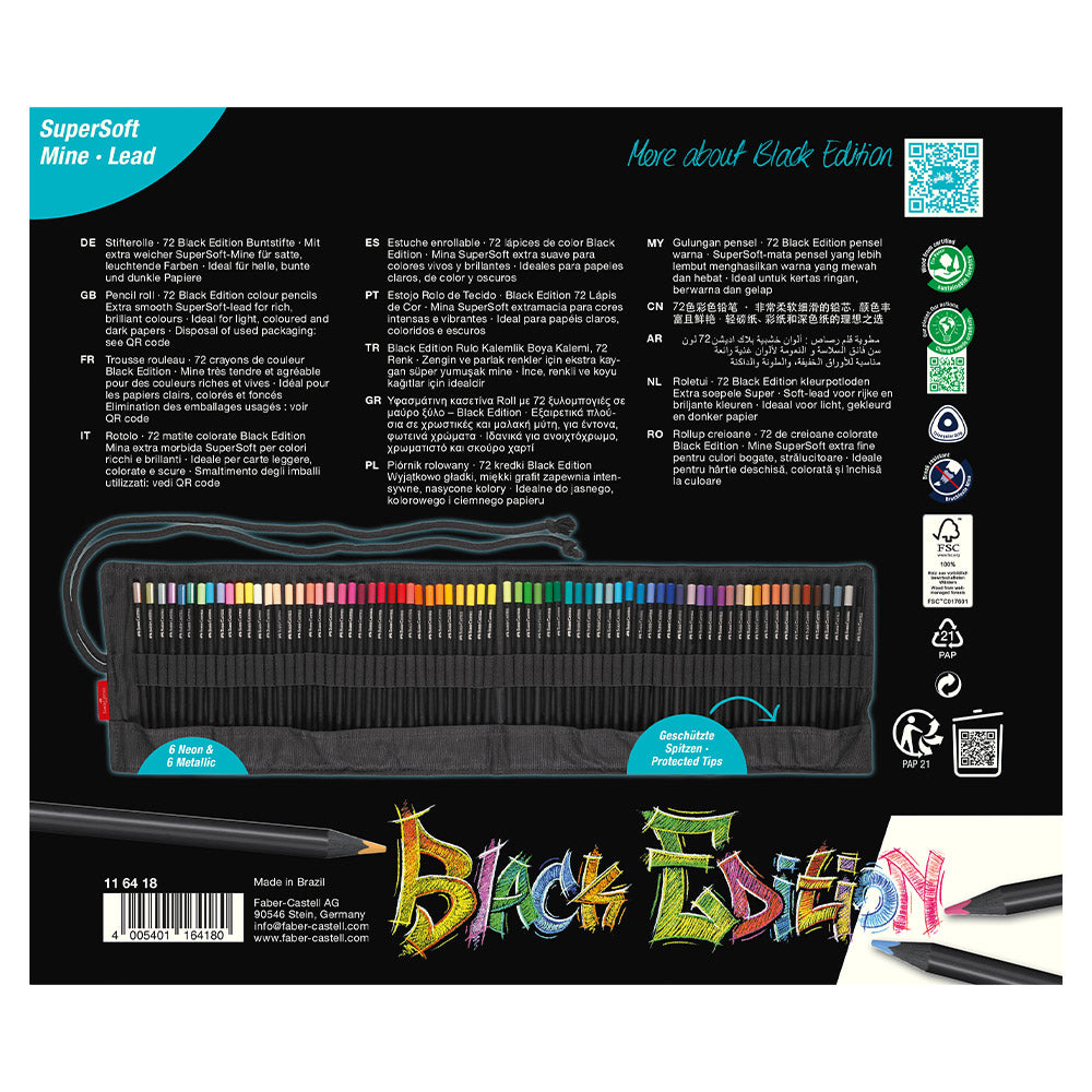 Faber-Castell Black Edition Colour Pencil Roll Set of 72