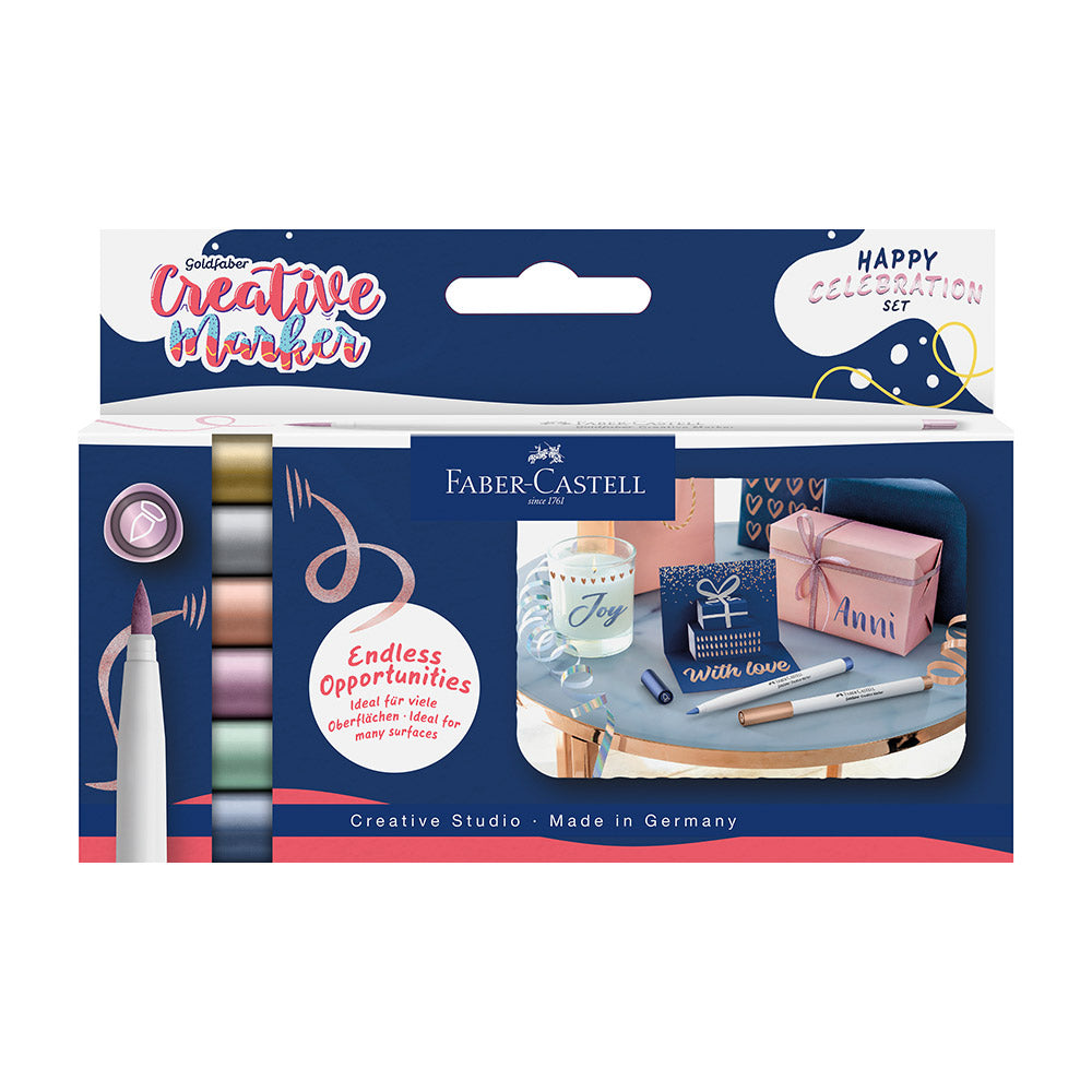 Faber-Castell Creative Marker Brush Tip Set of 6 Happy Celebration