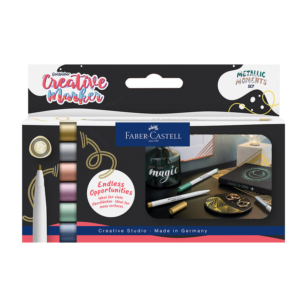 Faber-Castell Creative Marker Bullet Tip Set of 6 Metallic Moments