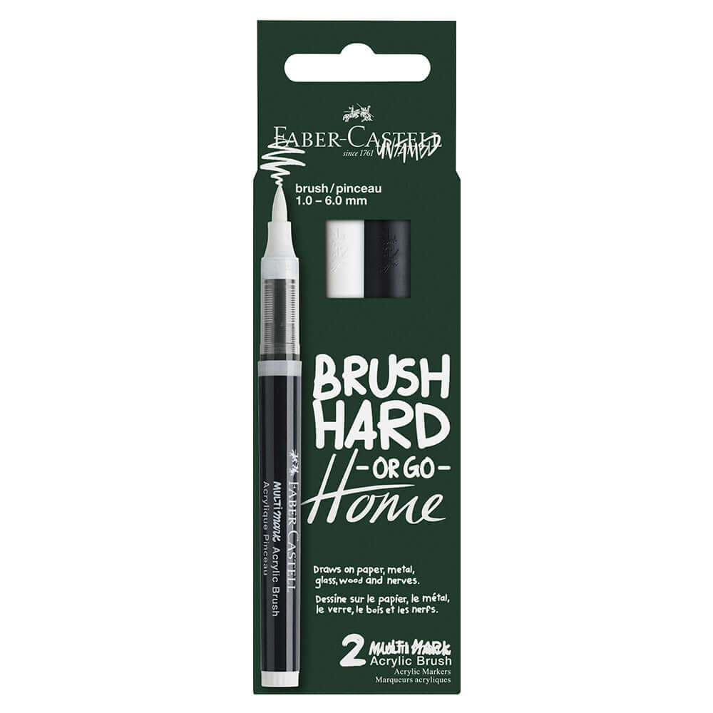 Faber-Castell Multimark Acrylic Brush Set of 2 Black and White