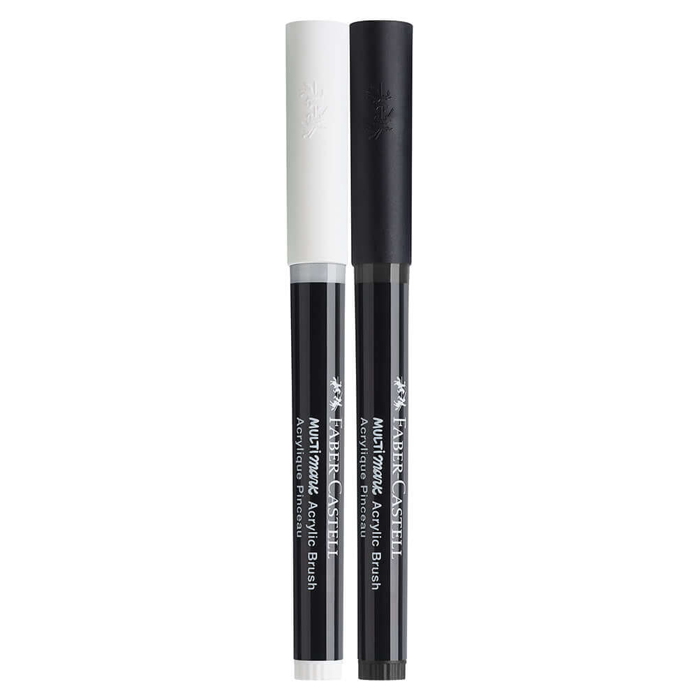 Faber-Castell Multimark Acrylic Brush Set of 2 Black and White