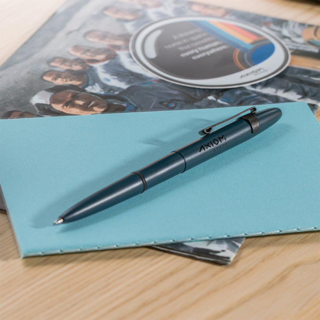 Fisher Space Pen Elite Navy Blue Cerakote Bullet Space Pen With Matte Black Pocket Clip and Axiom Space Logo