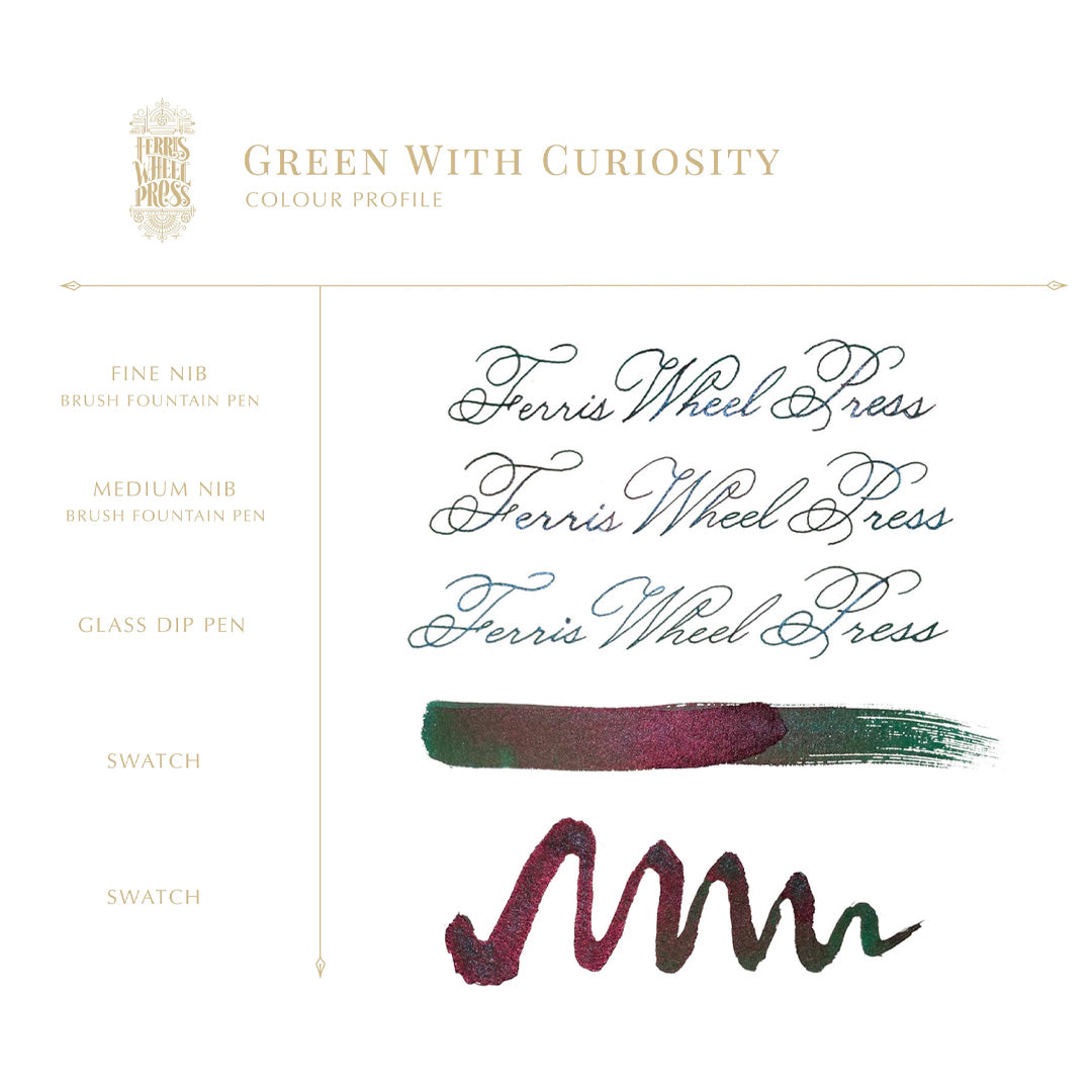 Ferris Wheel Press FerriTales Fountain Pen Ink 20ml Green with Curiosity