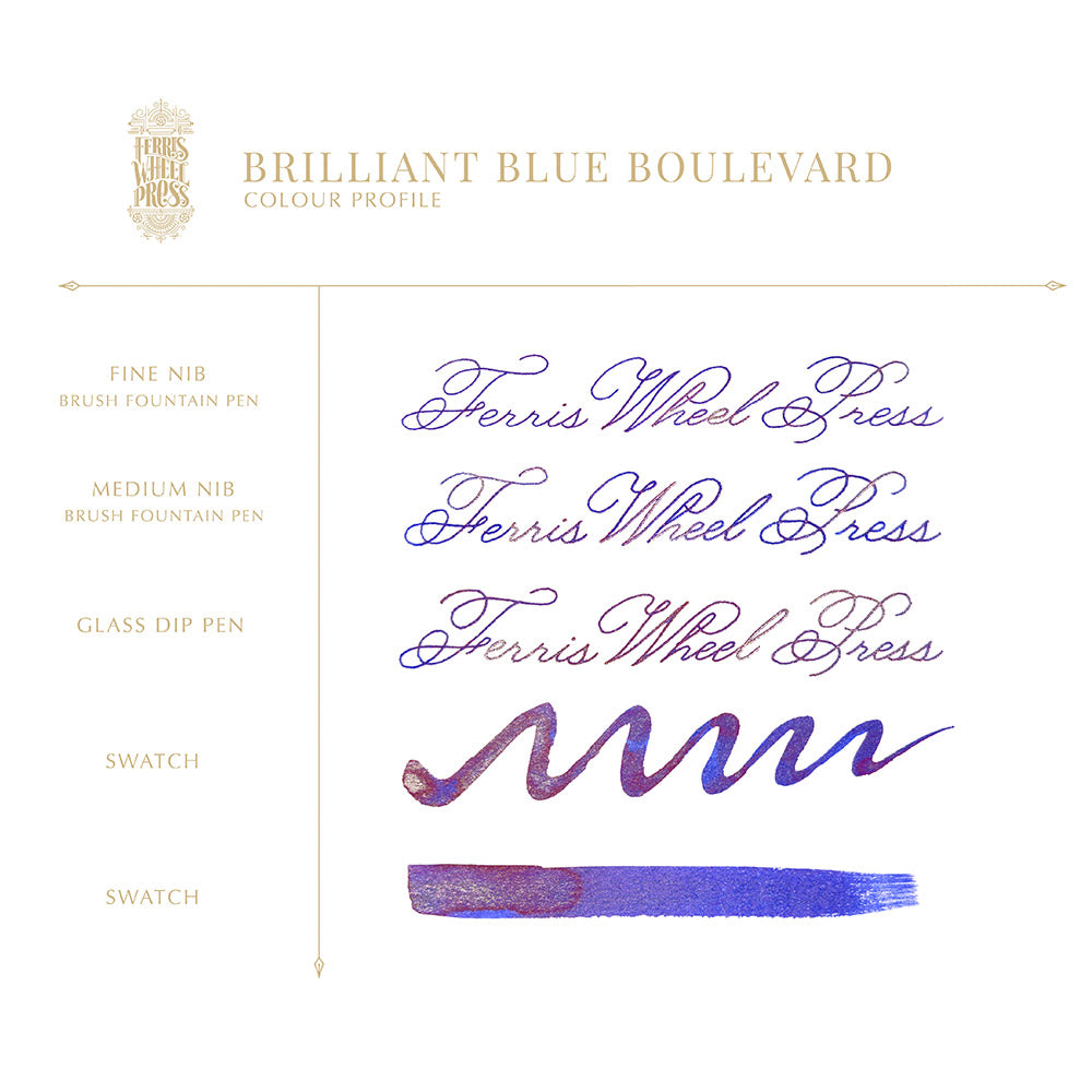 Ferris Wheel Press Fountain Pen Ink 38ml Brilliant Blue Boulevard