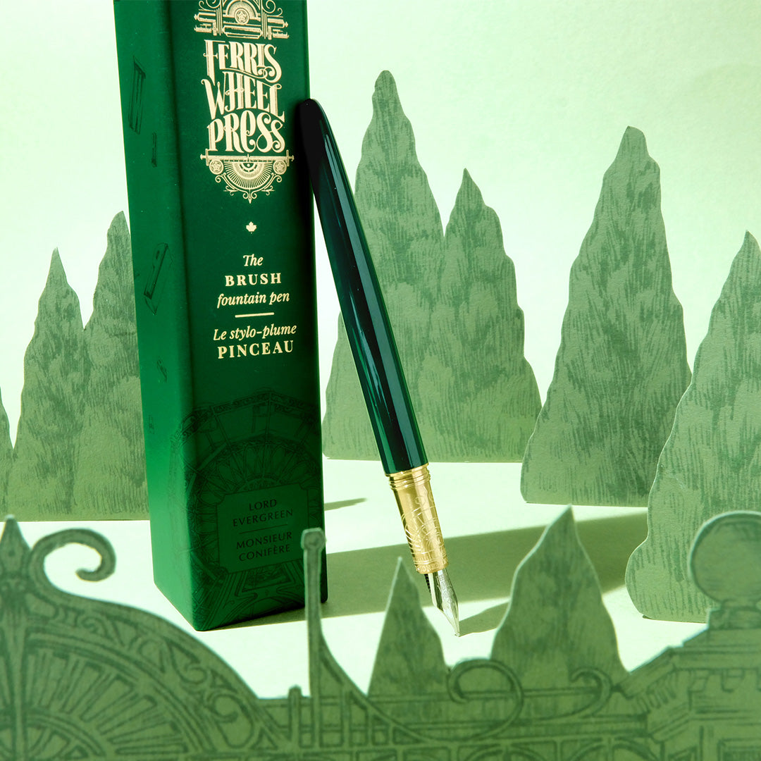 Ferris Wheel Press Brush Fountain Pen Lord Evergreen