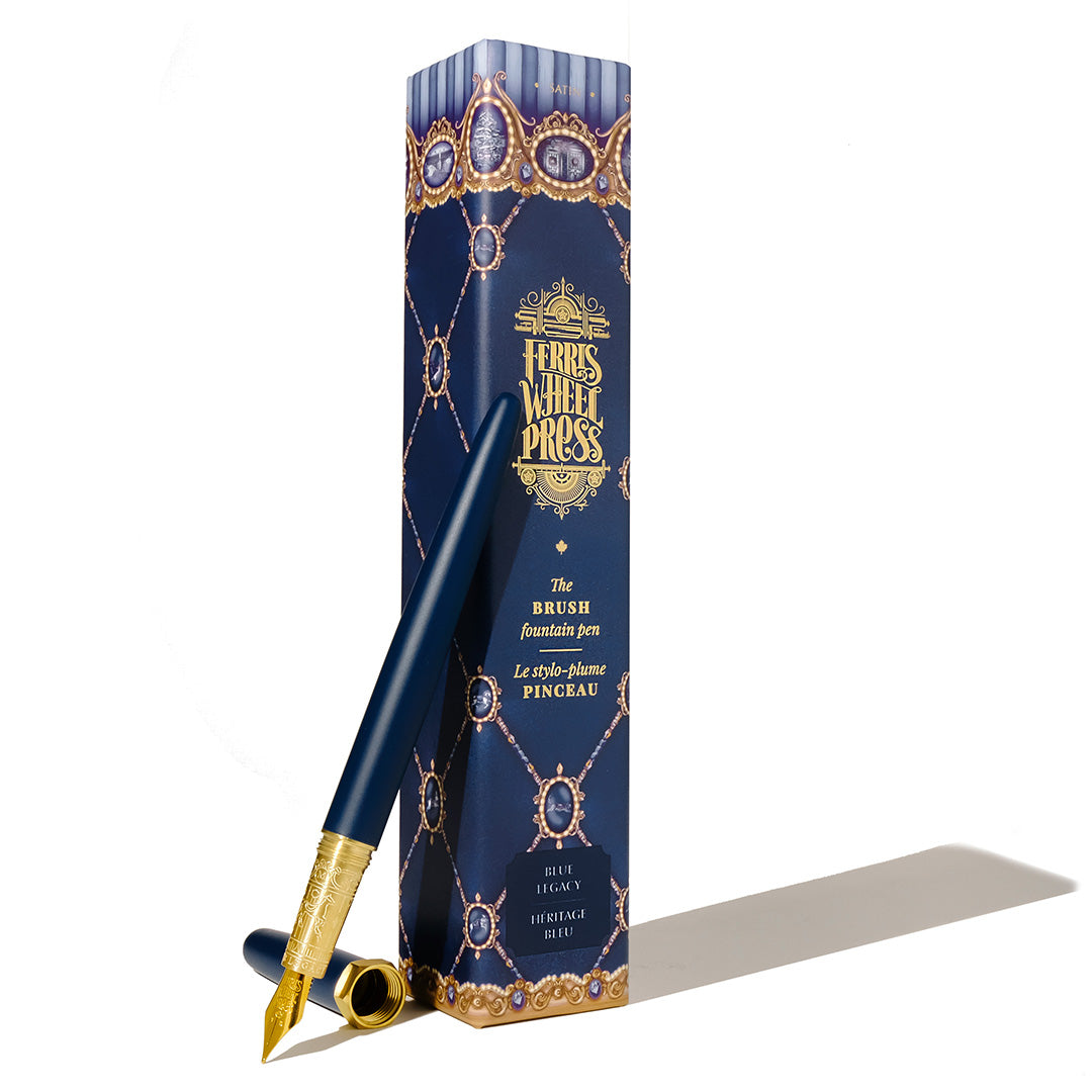Ferris Wheel Press Brush Fountain Pen Gold Crystal Blue Legacy