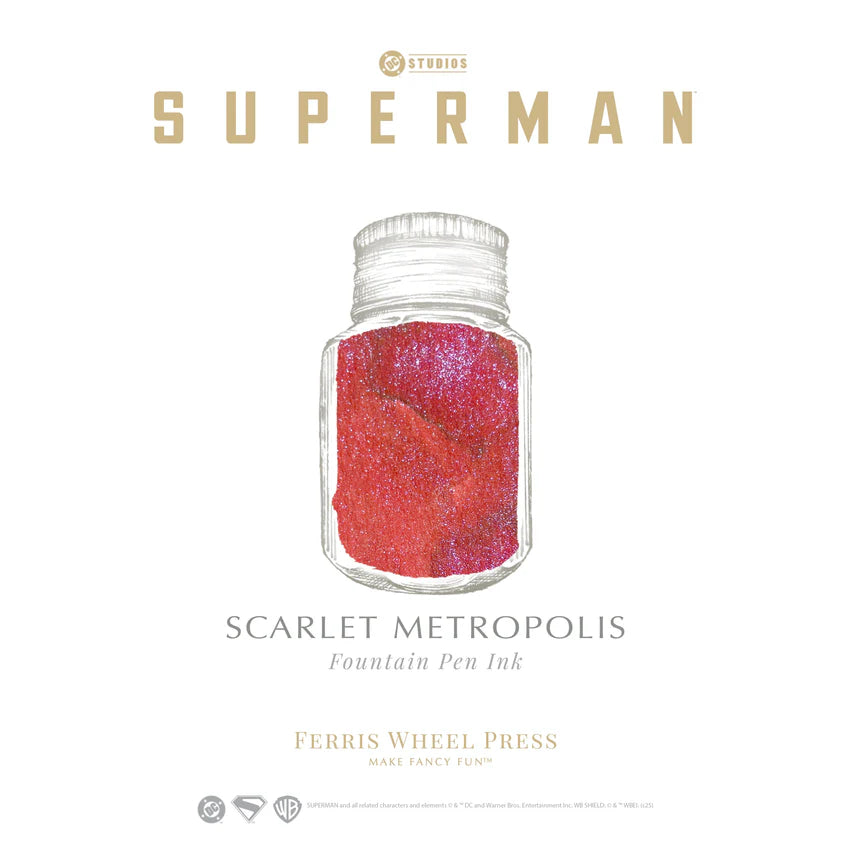 Ferris Wheel Press Superman Fountain Pen Ink 28ml Scarlet Metropolis