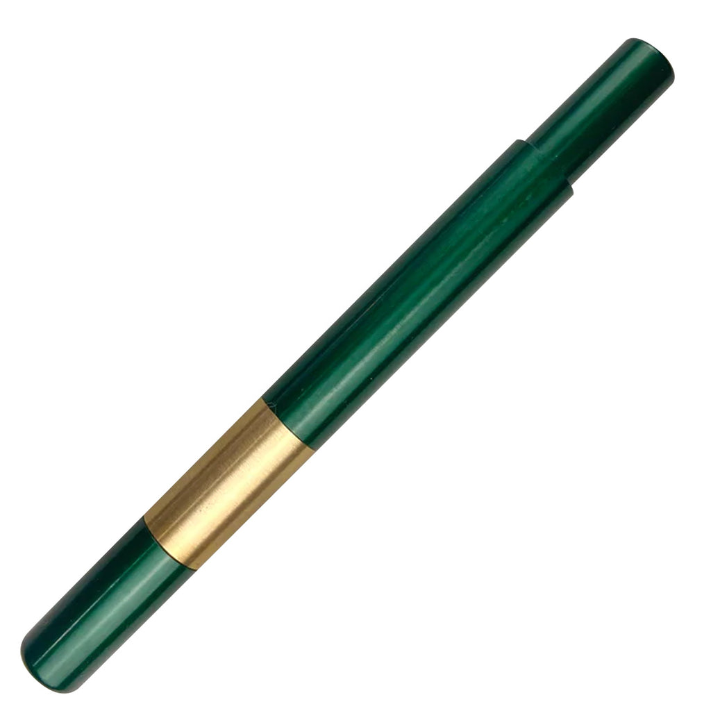 The Good Blue L130 Aluminium and Brass Fountain Pen British Racing Green Zoom Nib by The Good Blue at Cult Pens