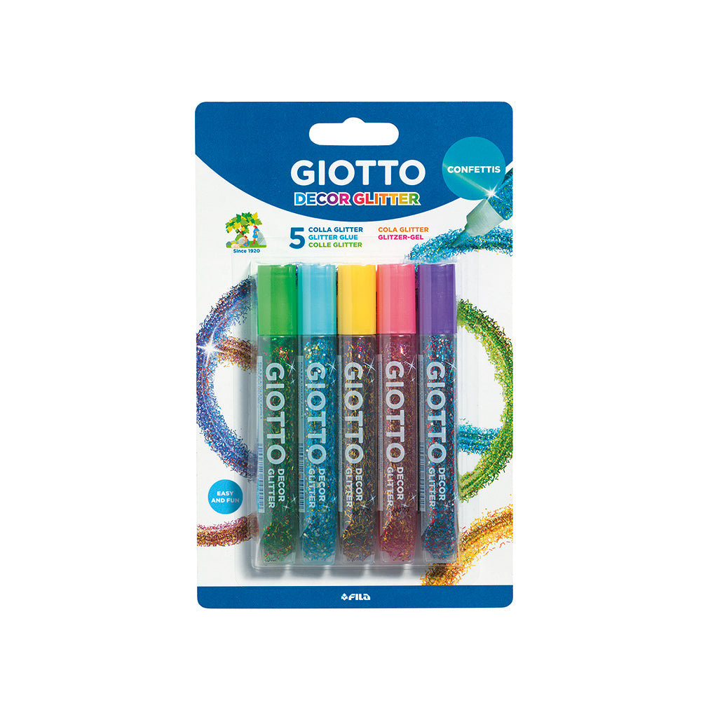 Giotto Deco Glitter Glue Set of 5 Confetti