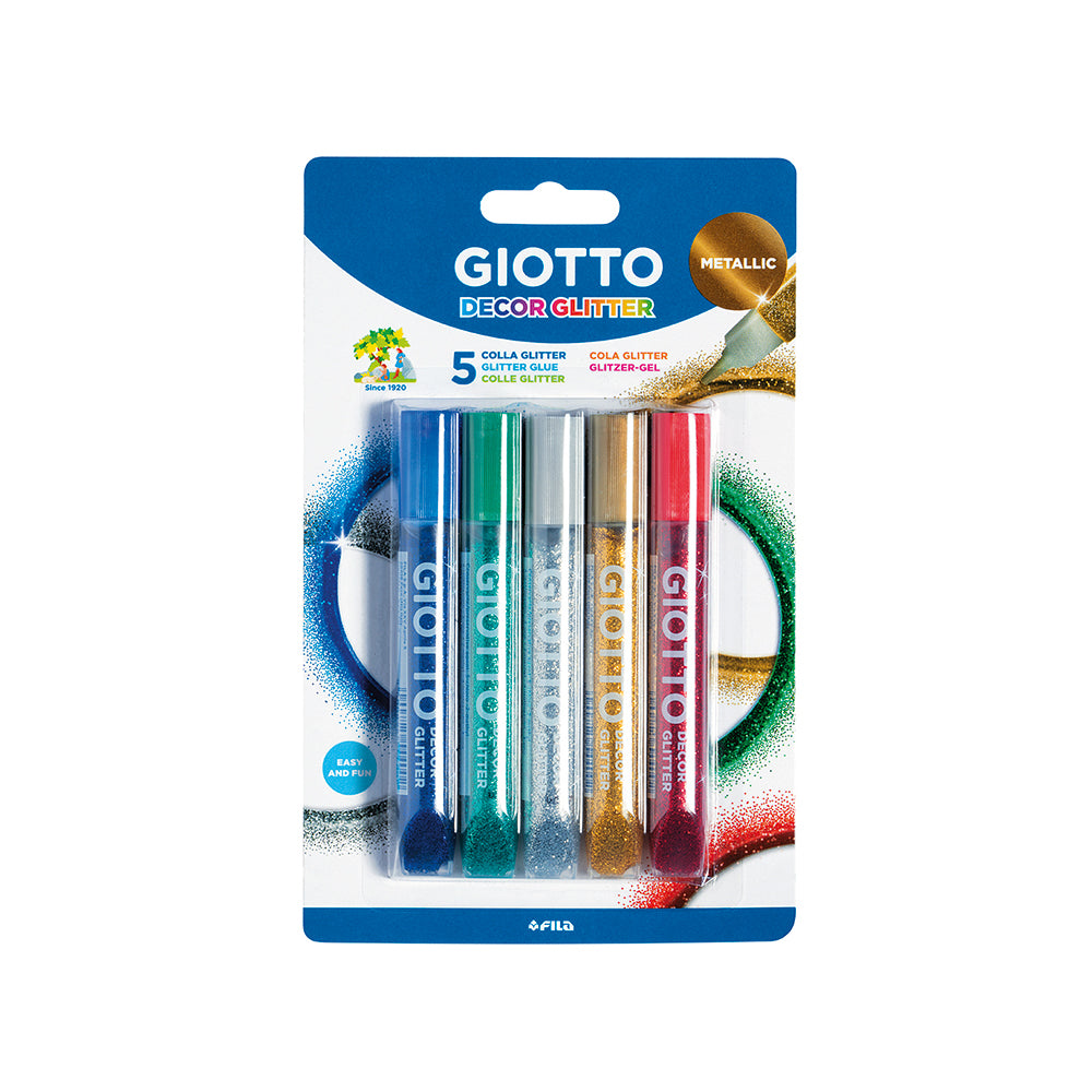 Giotto Deco Glitter Glue Set of 5 Metallic