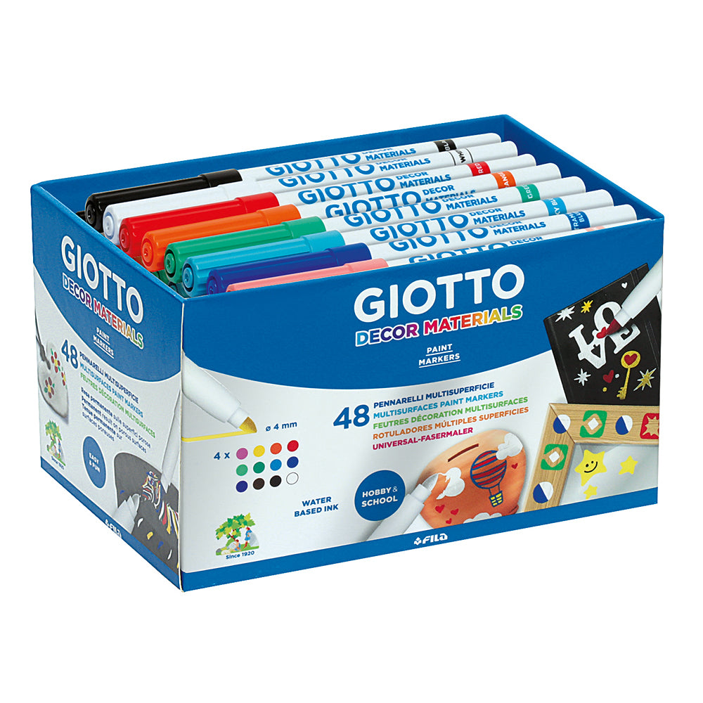 Giotto Decor Materials Multisurface Paint Markers Schoolpack Set of 48