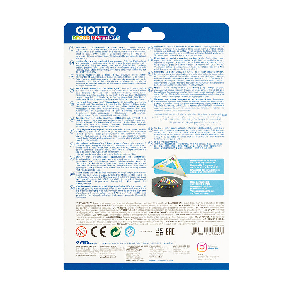 Giotto Decor Materials Multisurface Paint Markers Set of 12