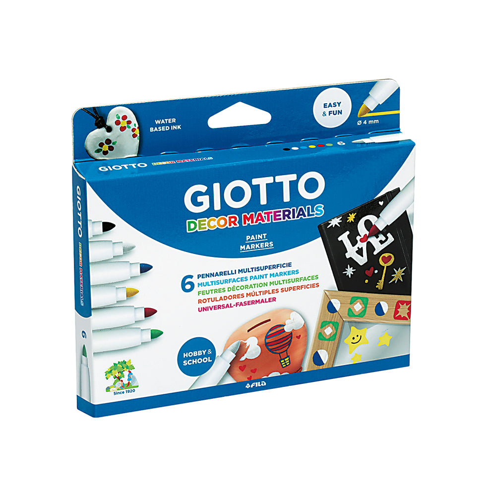 Giotto Decor Materials Multisurface Paint Markers Set of 6