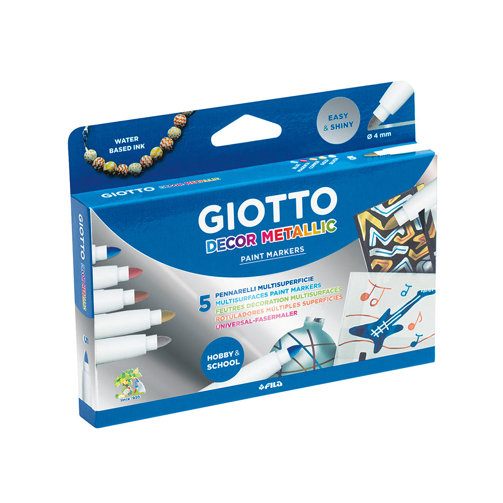 Giotto Decor Materials Multisurface Paint Markers Set of 5 Metallic