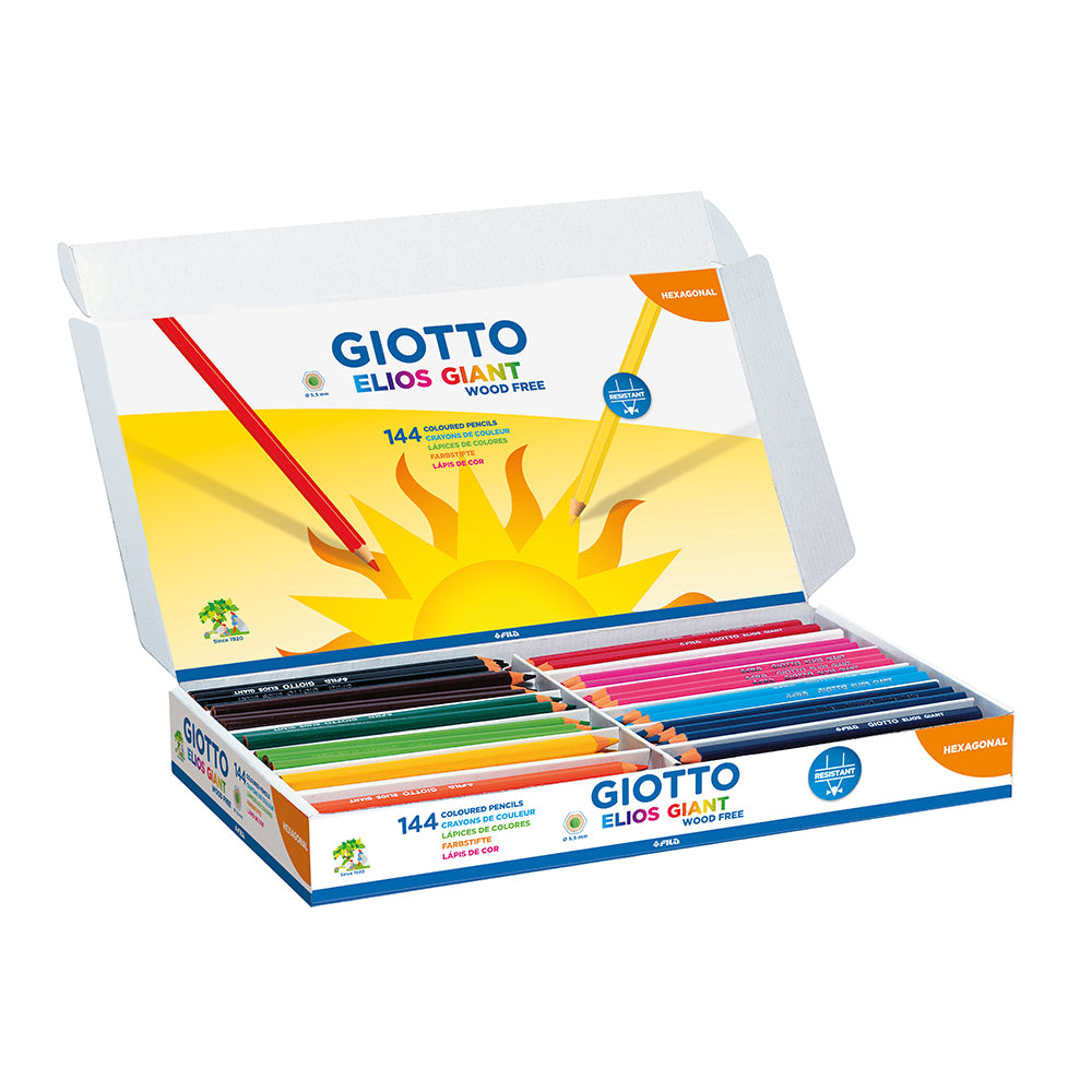Giotto Elios Wood Free Giant Colouring Pencils Schoolpack Set of 144