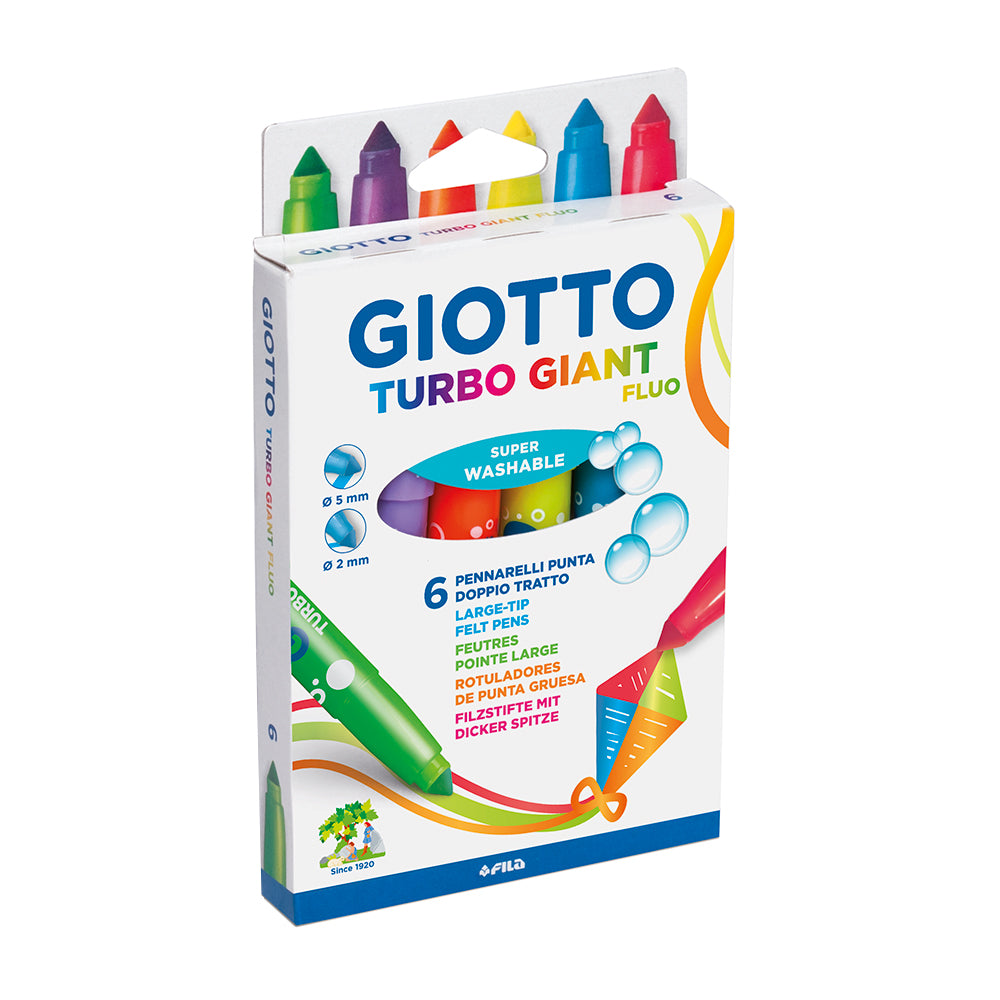 Giotto Turbo Giant Super Washable Fibre Pens Set of 6