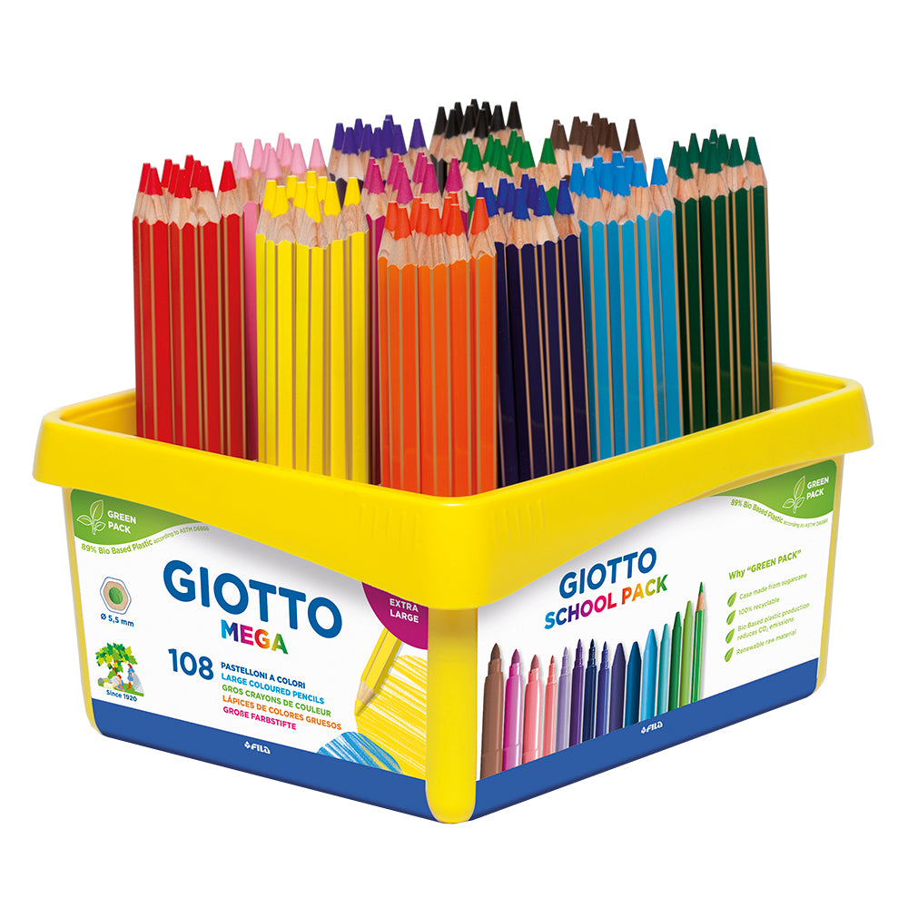 Giotto Mega Chunky Coloured Pencils Schoolpack Set of 108