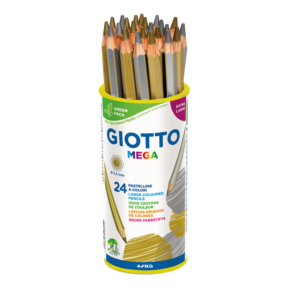 Giotto Mega Chunky Coloured Pencils Set of 24 Gold/Silver